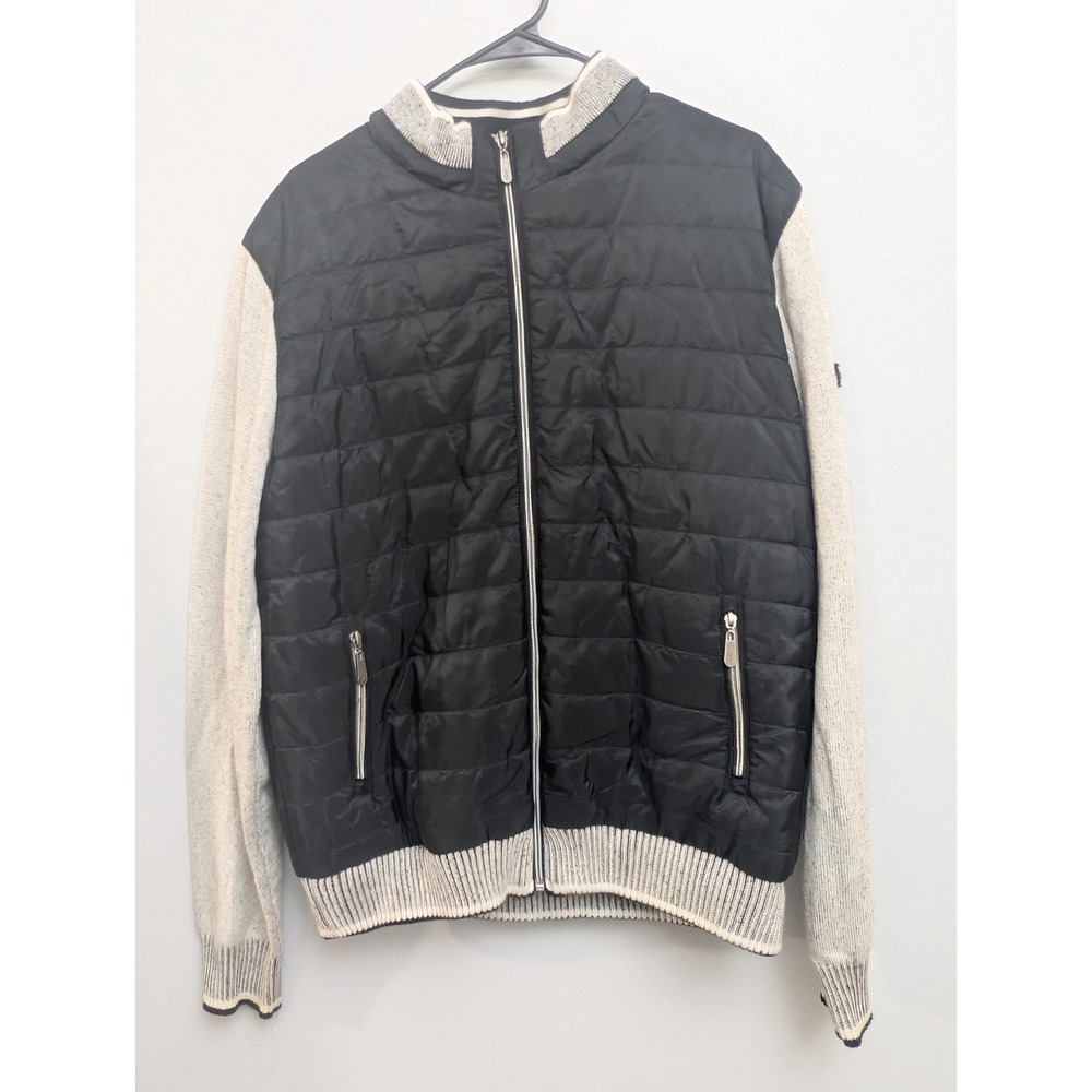 E4 Scott James Mens XL Black Jacket Quilted Jacket With Sweater Sleeves
